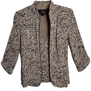 Alex Evenings Top Womens Size S Tan Stone Embellished Open Cardigan Sleeveless